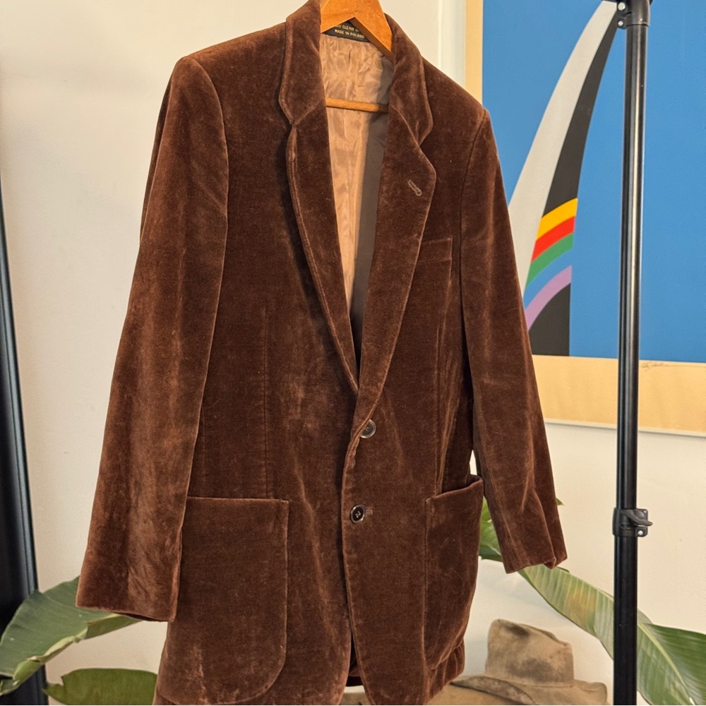 Vintage Brown Velvet Blazer made in Poland